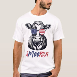 Camiseta Patriótico Engraçado Vaca A-MOO-rica
