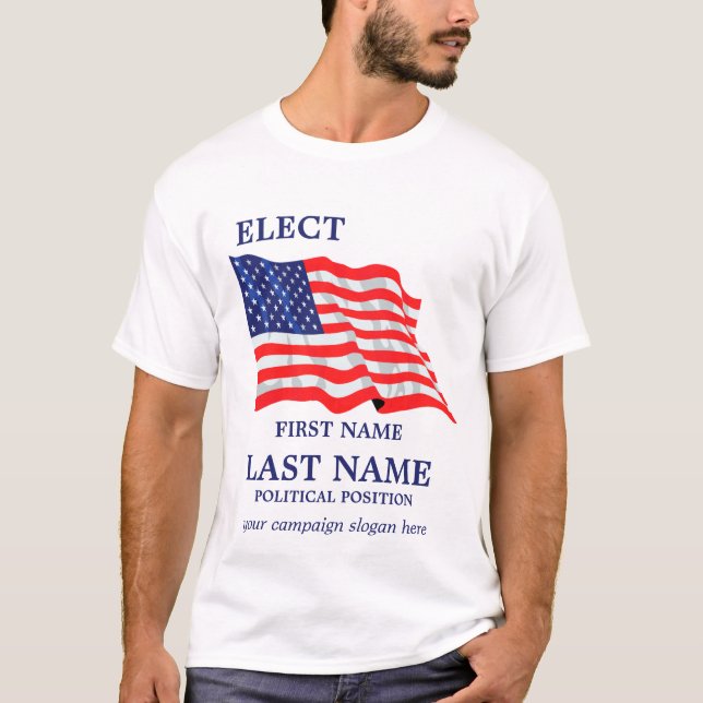 Camiseta Patriótico EUA Bandeira Personalizado da Campanha  (Frente)