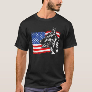 Camiseta Patriótico German shepherd Americano Flag Gsh Shep