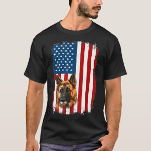 Camiseta Patriótico german shepherd Americano Flag Usa