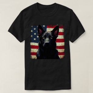 Camiseta Patriótico German shepherd Negro EUA Bandeira Amer