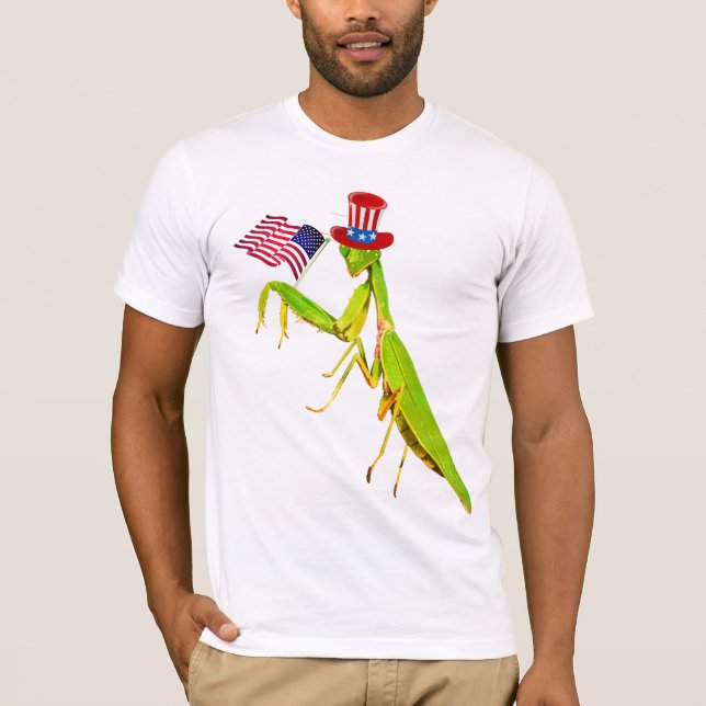 Camiseta Patriótico Gigante Verde Rezando Mantis (Frente)