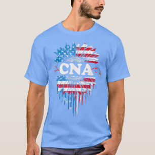 Camiseta Patriótico Girassol EUA Bandeira CNA Stethoscope 4