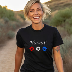 Camiseta Patriótico Havaí Aloha Red White Blue Flowers