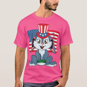 Camiseta Patriótico Jogador De Jogo Americano Em 4 De Julho