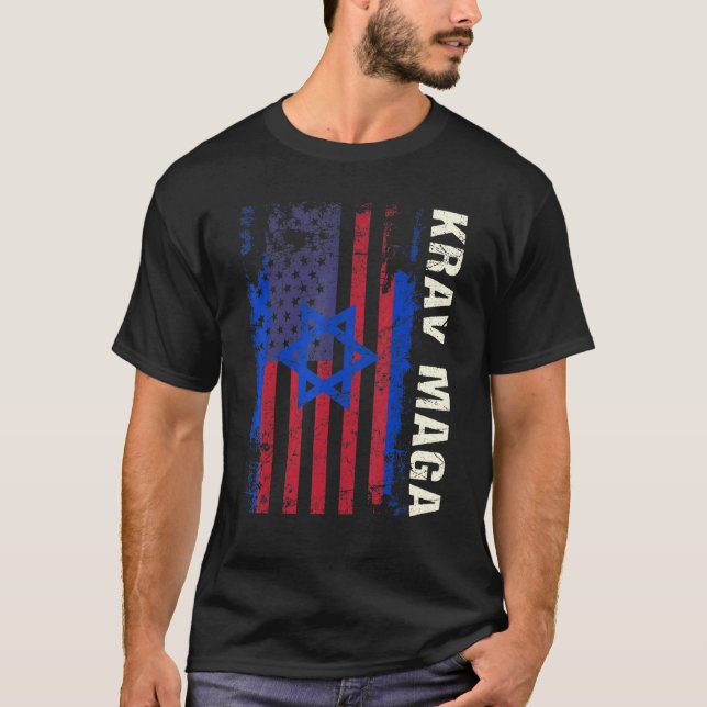 Camiseta Patriótico Krav Maga Us Sinalizador Israelita Auto (Frente)