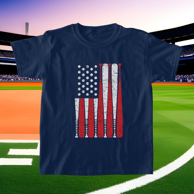 Camiseta Patriótico legal de baseball de crianças unísexas (Criador carregado)
