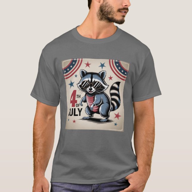 Camiseta Patriótico Legal Raccoon, 4 de julho (Frente)