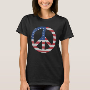 Camiseta Patriótico Mão de Sinalizador Americano de Paz, EU