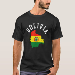 Camiseta Patriótico Mapa de Bandeiras da Bolívia Retro Inco