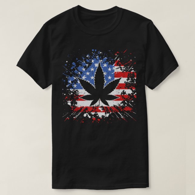 Camiseta Patriótico Marjuana, Bandeira Americana da Semana, (Frente do Design)