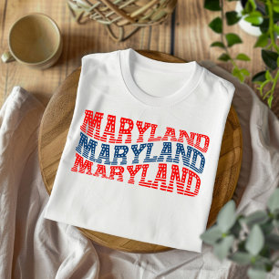 Camiseta Patriótico Maryland Red e Blue Boho T-Shirt