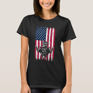 Camiseta Patriótico Mecânico 4 De Julho, Carro De Bandeira