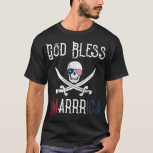 Camiseta Patriótico Pirata Dizendo Arrr América Deus aben