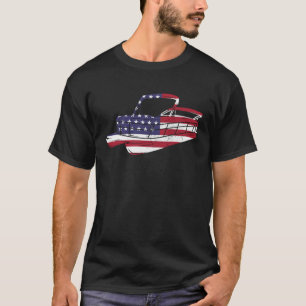 Camiseta Patriótico Pontoon Capitão Boat 4 de julho Homens 