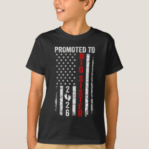 Camiseta Patriótico Promovido a Irmã Mais Velha 2026 Primei