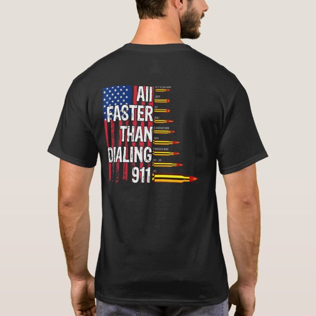 Camiseta Patriótico Proprietário Da Arma Americana Mais Ráp (Verso)