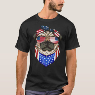 Camiseta Patriótico Pug 4 De Julho Cão - Bandeira Americana