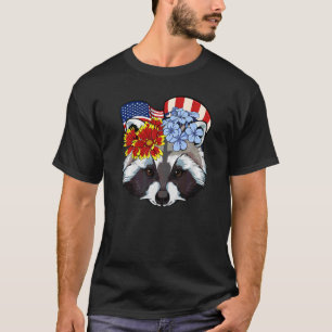 Camiseta Patriótico Raccoon 4 de julho Bandeira Americana C