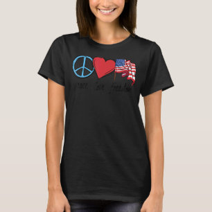 Camiseta Patriótico Retro Paz Liberdade De Amor Usa Bandeir