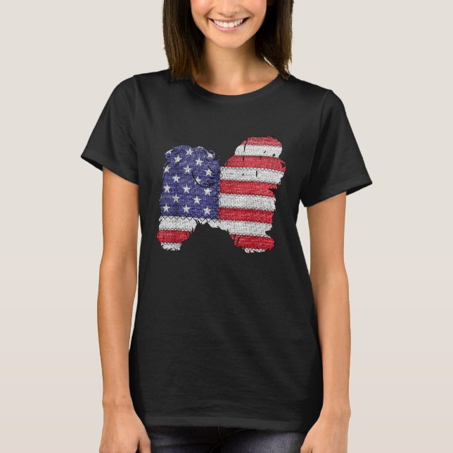 Camiseta Patriótico Shih Tzu Love American Flag (Frente)