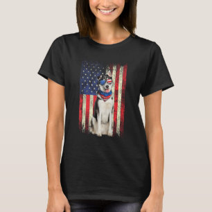 Camiseta Patriótico Siberiano Husky Americano Bandeira 4 De