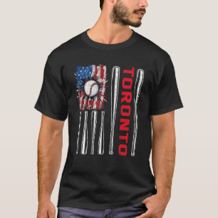 Camiseta Patriótico Toronto Softball EUA Flag Baseba Americ