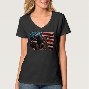 Camiseta Patriótico Touro Terrier Bandeira Americana 4º De