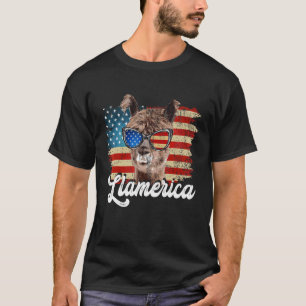 Camiseta Patriótico Usa Llama Cute Animal America Flag