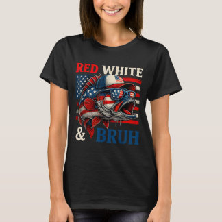 Camiseta Patriótico Vermelho Branco Bruh América Pescaria 4