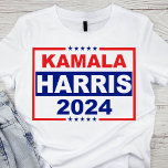 Camiseta Patriótico Vermelho, Branco e Azul Kamala Harris 2<br><div class="desc">Mostre seu apoio a Kamala Harris nas eleições de 2024 com esta camiseta vibrante e ousada. Projetada em cores vermelhas, brancas e azuis marcantes, a camisa apresenta o nome "Kamala Harris 2024" exibido de forma destacada, junto com uma série de estrelas que evocam a bandeira americana. As linhas limpas e...</div>