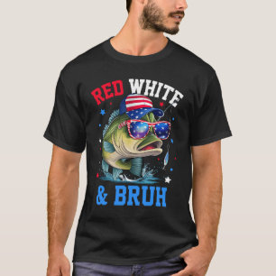 Camiseta Patriótico Vermelho Branco e Pescado América Bruta