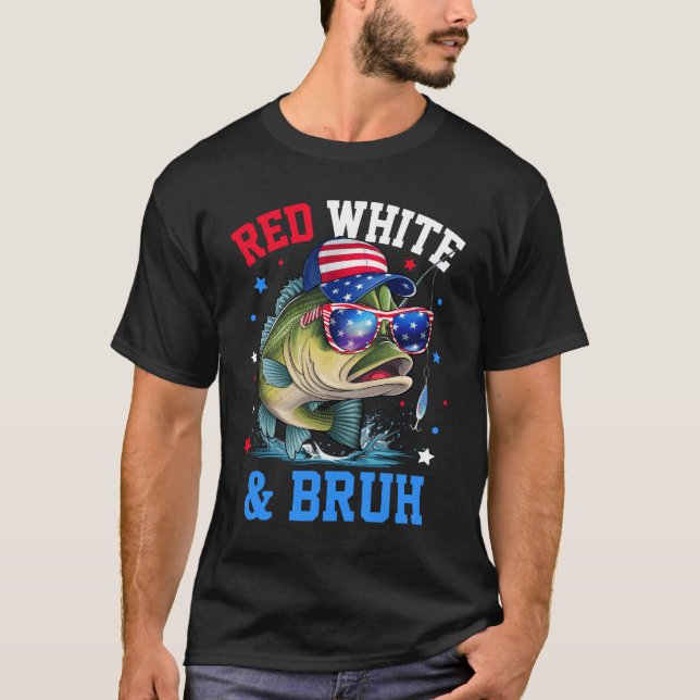 Camiseta Patriótico Vermelho Branco e Pescado América Bruta (Frente)