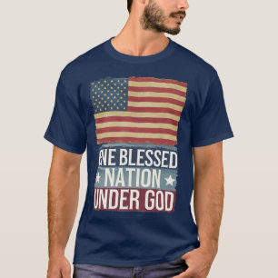 Camiseta Patriotismo Americano uma nacional abençoada sob d