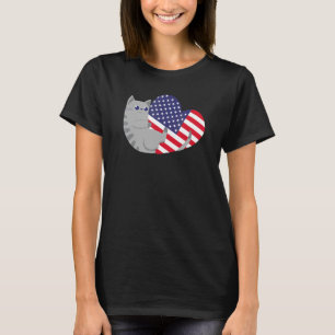 Camiseta Patriotismo do Cat Heart Us 4 De Julho Bandeira Am