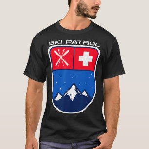 Camiseta Patrulha de Esqui de Neve Céus Pólos Cruz Montanha
