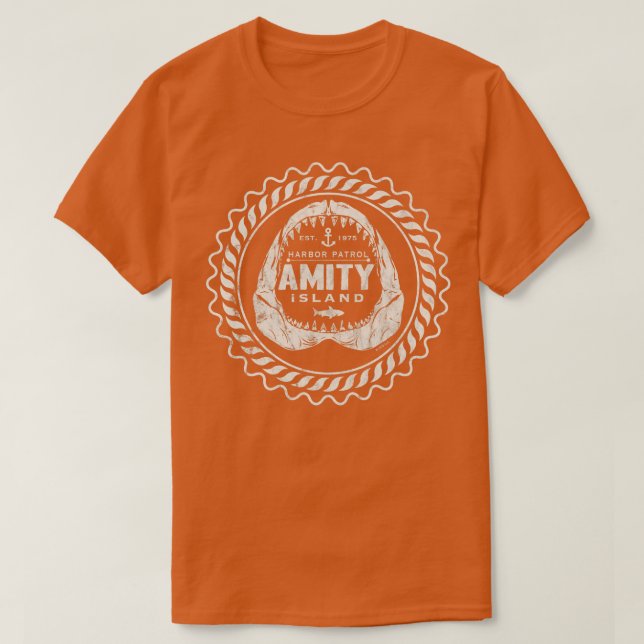 Camiseta Patrulha Harbor de Amity Island (Frente do Design)