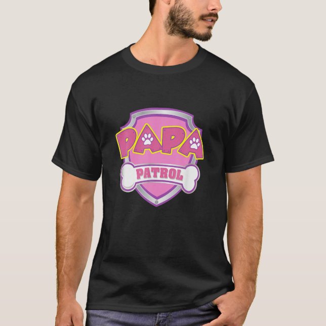 Camiseta Patrulha Papá Engraçado - Mãe Cachorro, Pai Para M (Frente)