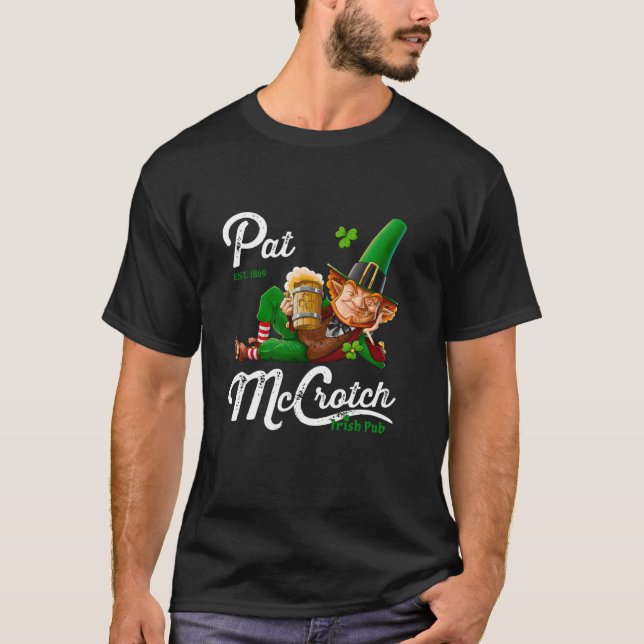 Camiseta Pats Mccrotch Irish Pub Leprechaun Funny Rua Patro (Frente)