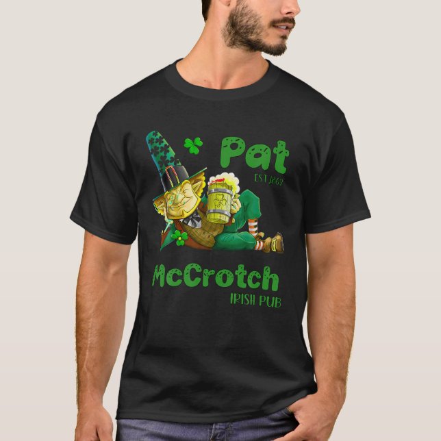 Camiseta Pats Mccrotch Irish Pub Leprechaun Funny Rua Patro (Frente)