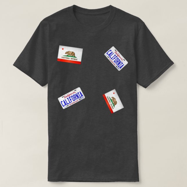 Camiseta Patta de Placa de Licença da Califórnia Flag e Cal (Frente do Design)