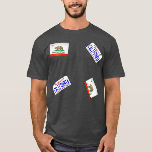 Camiseta Patta de Placa de Licença da Califórnia Flag e Cal