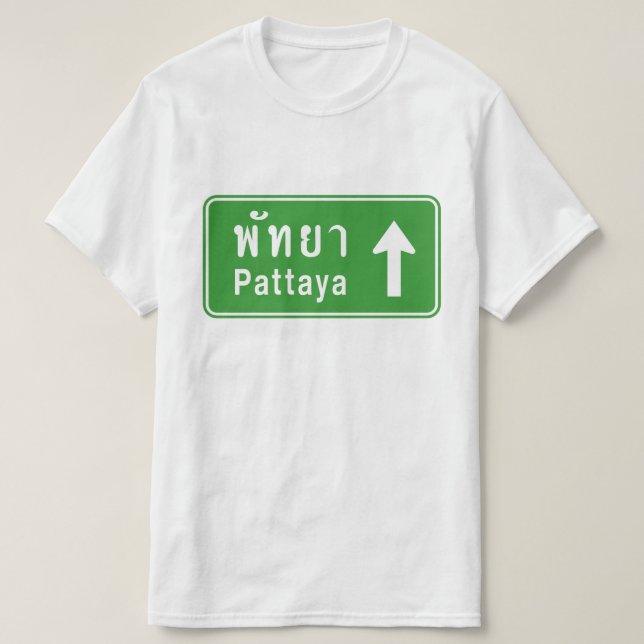 Camiseta Pattaya À Frente ⚠ Sinal De Tráfego Rodoviário Tai (Frente do Design)
