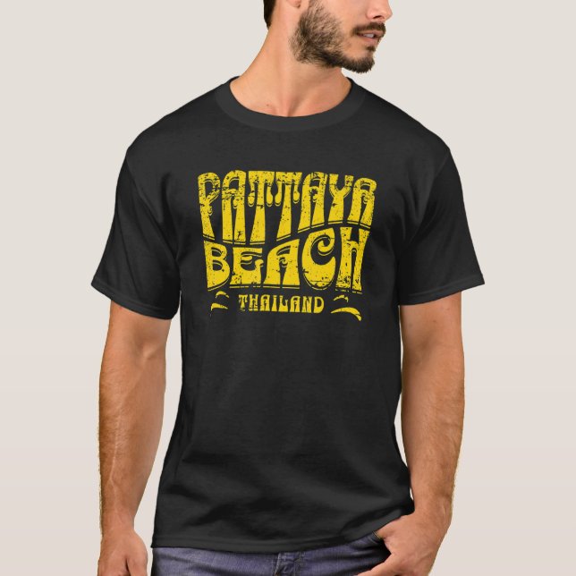 Camiseta Pattaya Beach Thailand Retro Distressed Design (Frente)