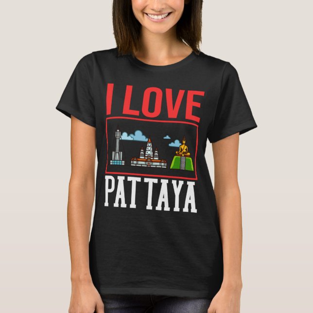 Camiseta Pattaya Thailand City Skyline Map Viagem (Frente)