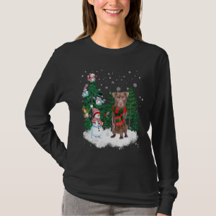 Camiseta Patterdale Terrier Dog Natal Snowman Árvore de Nat