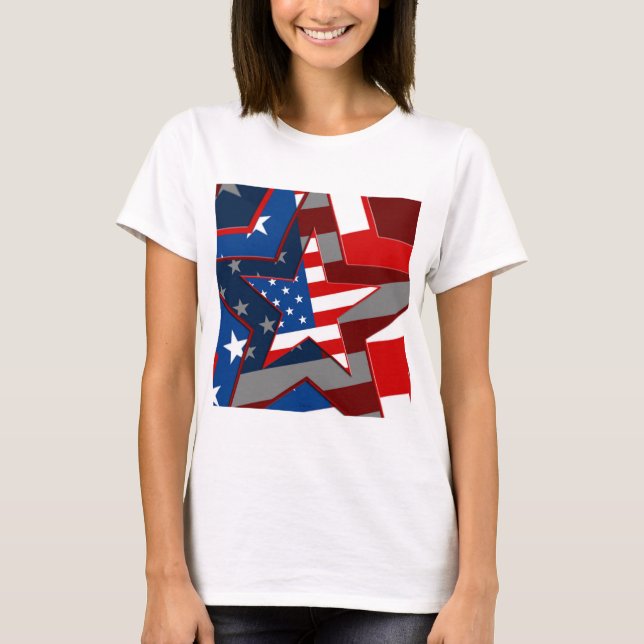 Camiseta Patterno da bandeira americana (Frente)