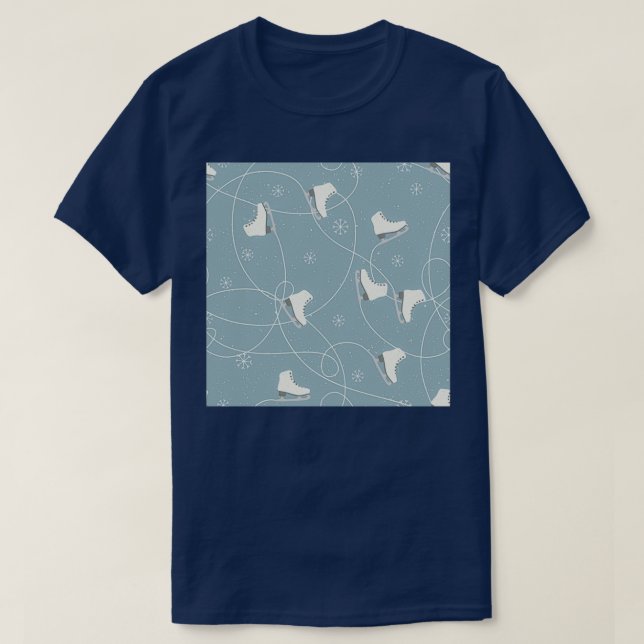 Camiseta Patterno de gelo e flocos de neve no inverno no Wo (Frente do Design)