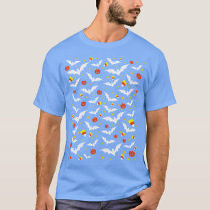 Camiseta Patterno Halloween Candy Corn Bats and Pumpkins