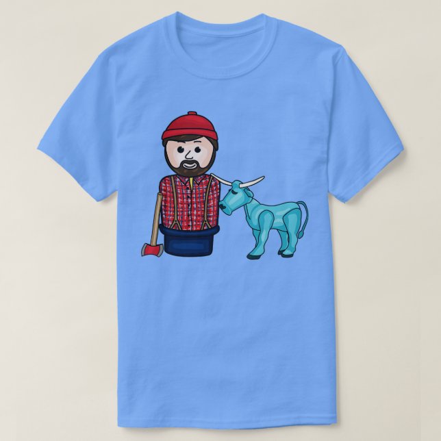 Camiseta Paul Bunyan e Babe o Ox Azul (Frente do Design)